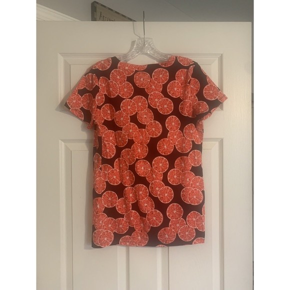 JONES NEW YORK WOMENS ORANGE SLICE POLYESTER TOP SIZE M - Picture 6 of 11